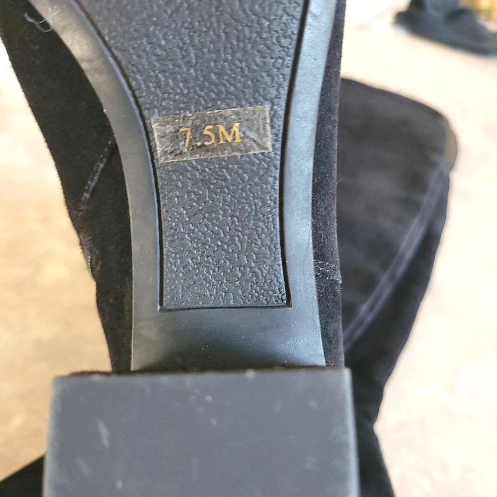 Franco Sarto Over The Knee Riding Boots Suede Block Heel Black 7.5 Leather Zipup